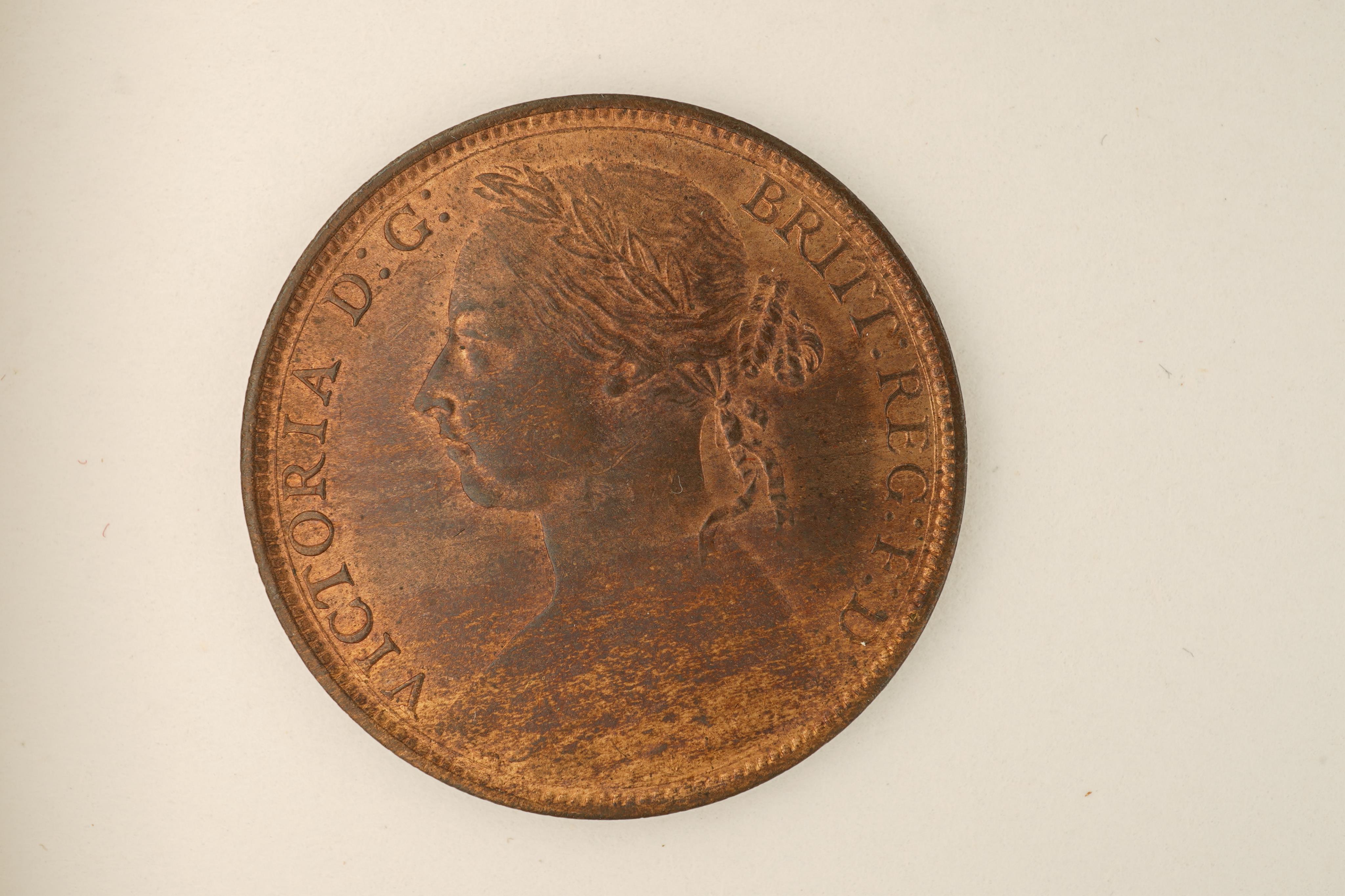 British coins, Victoria, three bronze pennies;, 1888, Fr. 126, Gouby dies R/r, about UNC, toning and lustre, 1889, Fr. 127, Gouby dies R/r, good EF, patches of toning and lustre, 1890, Fr. 130, Gouby dies R/r, proof-like